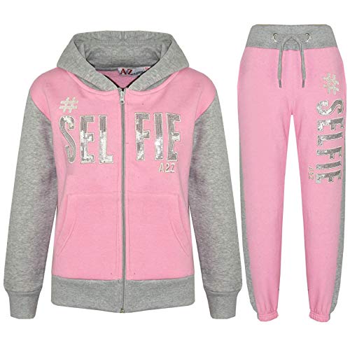 A2Z 4 Kids Kinder Jungen Mädchen Trainingsanzug Designer A2Z #Selfie Mit Kapuzen - T.S #Selfie Baby Pink Grey_.11-12 von A2Z 4 Kids