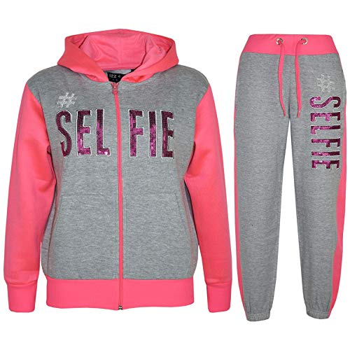 A2Z 4 Kids Kinder Jungen Mädchen Trainingsanzug Designer A2Z #Selfie Mit Kapuzen - T.S #Selfie Grey Neon Pink_.7-8 von A2Z 4 Kids