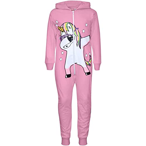 A2Z 4 Kids Kinder Mädchen 100% Baumwolle Onesie Einhorn Dabbing & Stern Drucken - Cotton Onesie Unicorn Baby Pink 7-8 von A2Z 4 Kids