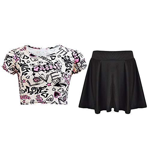 A2Z 4 Kids Kinder Mädchen Comic Graffiti Scribble Leopard #Selfie - Love Graffiti Top & Skirt Set 13 von A2Z 4 Kids