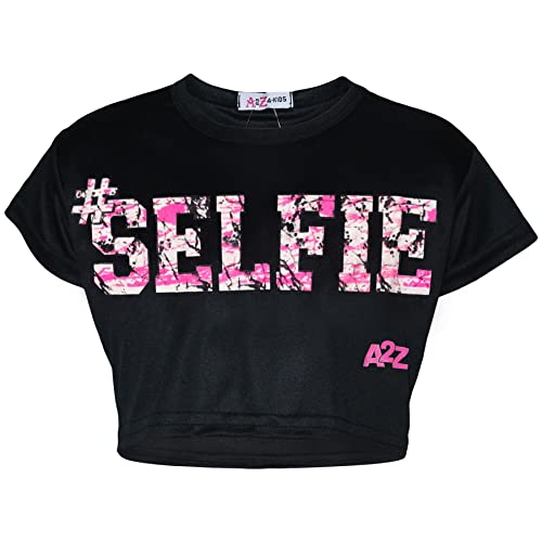 A2Z 4 Kids Kinder Mädchen Crop Top Designer Floss Aufdruck - Crop Top Floss Black 7-8 von A2Z 4 Kids