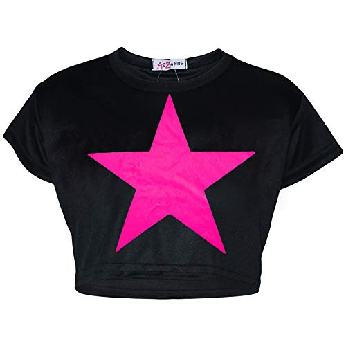 A2Z 4 Kids Mädchen Kurze Ärmel Crop Top Stern Weiches - Crop Top Star Black 9-10 von A2Z 4 Kids