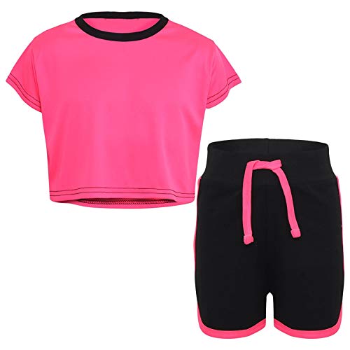 A2Z 4 Kids Kinder Mädchen Crop Top & Heiß Neon Rosa Kurze Hose - Crop Shorts 531 Neon Pink._11-12 von A2Z 4 Kids