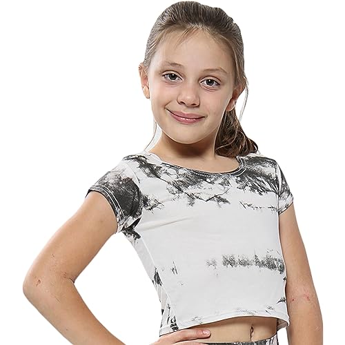 A2Z 4 Kids Kinder Mädchen Crop Tops Tie Dye Print Grau Stilvolle Fahsion Trendy T Shirt Tank Top & Tees New Age 5 6 7 8 9 10 11 12 13 Jahre, grau, 7-8 Jahre von A2Z 4 Kids