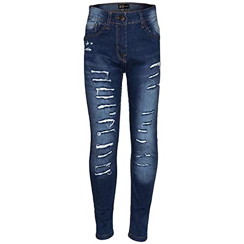 A2Z 4 Kids Kinder Mädchen Dehnbar Denim Jeans Gerippt - Jeans JN31 Dark Blue 11-12 von A2Z 4 Kids