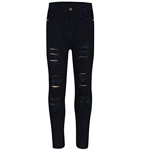 A2Z 4 Kids Kinder Mädchen Dehnbar Denim Jeans Gerippt - Jeans JN31 Jet Black 13-14 von A2Z 4 Kids