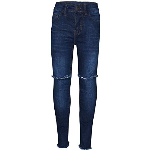 A2Z 4 Kids Kinder Mädchen Dehnbare Denim Jeans Zerrissen Verblasst - Jeans JN33 Dark Blue 7-8 von A2Z 4 Kids