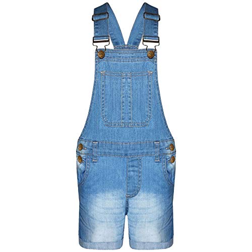 A2Z 4 Kids Kinder Mädchen Denim Stretch Latzhose Shorts - Girls Shorts Dungaree Light Blue 5-6 von A2Z 4 Kids