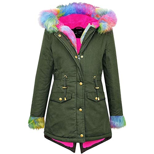 A2Z 4 Kids Kinder Mädchen Designer Tarnung Mit Kapuze - Jacket JK21 Rainbow Fur 9-10 von A2Z 4 Kids