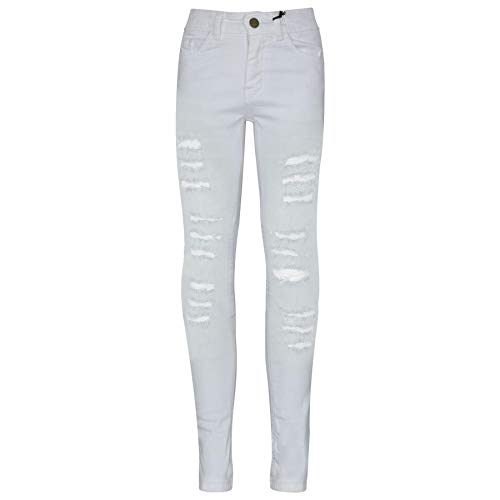 A2Z 4 Kids Kinder Mädchen Denim Ripped Kompfort Skinny Strecken - Girls Jeans JN28 White 13-14 von A2Z 4 Kids