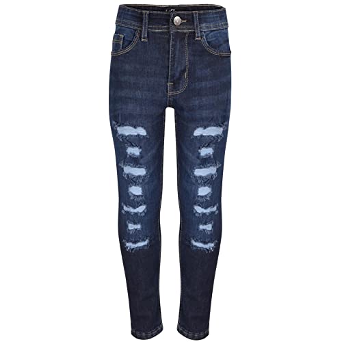 A2Z 4 Kids® Shinny Designer-Jeans für Kinder, Mädchen, gerissener Stretch-Denim, Modische Hosen, Alter 3 4 5 6 7 8 9 10 11 12 13 14 Jahre, dunkelblau, 11-12 Jahre von A2Z 4 Kids