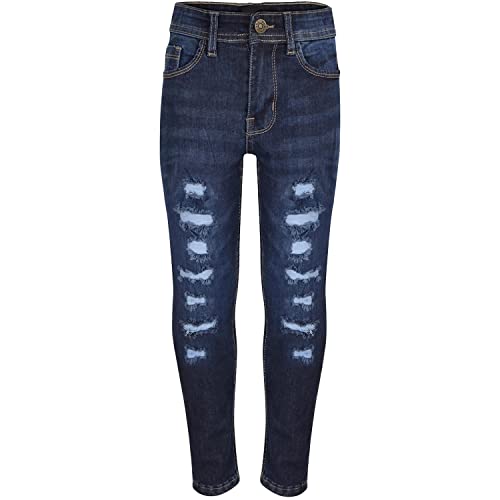 A2Z 4 Kids® Shinny Designer-Jeans für Kinder, Mädchen, gerissener Stretch-Denim, Modische Hosen, Alter 3 4 5 6 7 8 9 10 11 12 13 14 Jahre, dunkelblau, 7-8 Jahre von A2Z 4 Kids