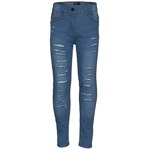 A2Z 4 Kids® Shinny Designer-Jeans für Kinder, Mädchen, gerissener Stretch-Denim, Modische Hosen, Alter 3 4 5 6 7 8 9 10 11 12 13 14 Jahre, hellblau, 13 Jahre von A2Z 4 Kids