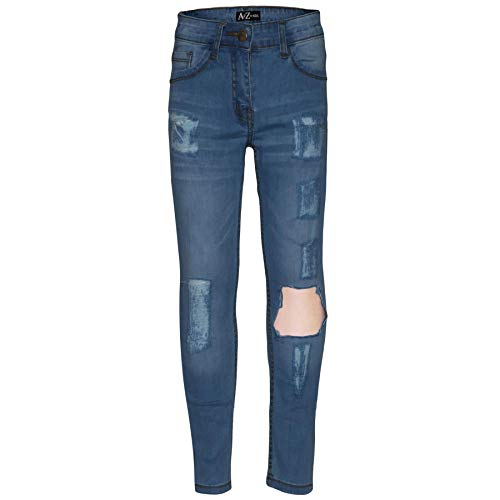 A2Z 4 Kids® Shinny Designer-Jeans für Kinder, Mädchen, gerissener Stretch-Denim, Modische Hosen, Alter 3 4 5 6 7 8 9 10 11 12 13 14 Jahre, Stil 1 Hellblau., 7-8 Jahre von A2Z 4 Kids