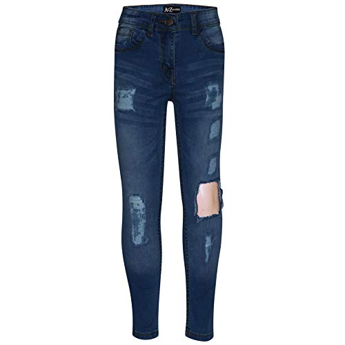 A2Z 4 Kids® Shinny Designer-Jeans für Kinder, Mädchen, gerissener Stretch-Denim, Modische Hosen, Alter 3 4 5 6 7 8 9 10 11 12 13 14 Jahre, Stil 1 Mid, blau, 9-10 Jahre von A2Z 4 Kids