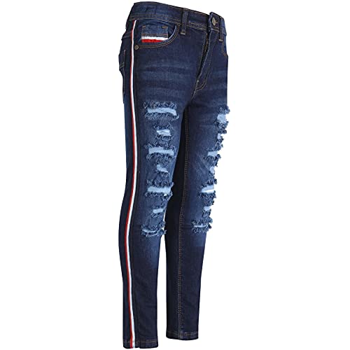 A2Z 4 Kids® Shinny Designer-Jeans für Kinder, Mädchen, gerissener Stretch-Denim, Modische Hosen, Alter 3 4 5 6 7 8 9 10 11 12 13 14 Jahre, M618 Bleu Foncé, 11-12 Jahre von A2Z 4 Kids