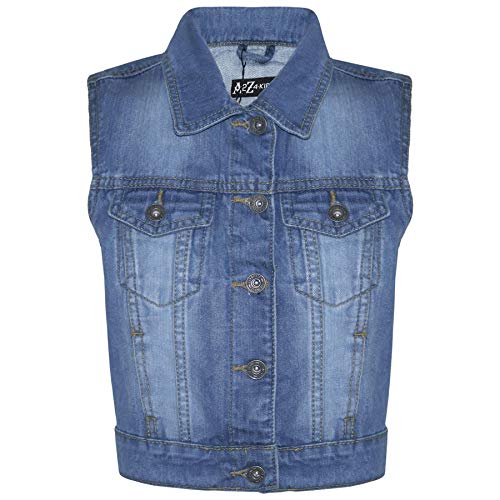A2Z 4 Kids Mädchen Jeansjacke Stilvoll Vielseitig Ärmellos Schule Weste Jacke - Denim Jacket JK17 Mid Blue 9-10 von A2Z 4 Kids