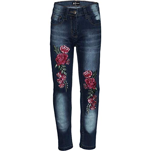 A2Z 4 Kids Kinder Mädchen Dünn Jeans Designer Rosen Gestickt Denim - Girls Jeans JN26 Dark Blue 11-12 von A2Z 4 Kids