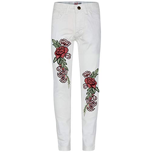 A2Z 4 Kids Kinder Mädchen Dünn Jeans Designer Rosen Gestickt Denim - Girls Jeans JN26 White 5-6 von A2Z 4 Kids