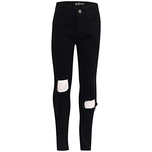 A2Z 4 Kids Kinder Mädchen Dünn Zerrissen Jeans Designer Denim Modisch Mode Dehnbar Jeggings - Jeans JN30 Jet Black 11-12 von A2Z 4 Kids