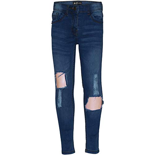 A2Z 4 Kids Kinder Mädchen Dünn Zerrissen Jeans Designer Denim Modisch Mode Dehnbar Jeggings - Jeans JN30 Mid Blue 11-12 von A2Z 4 Kids