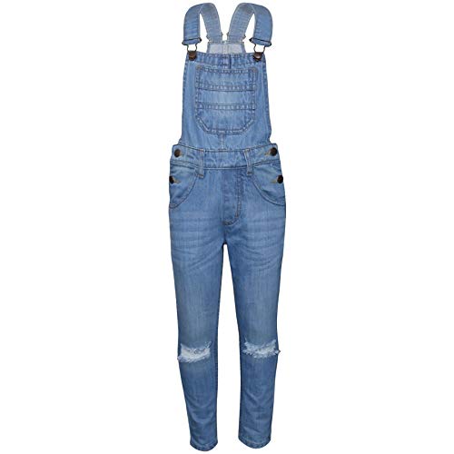 A2Z 4 Kids Kinder Mädchen Dungaree Designer Knie Zerrissen Hellblau Kurze Hose - Girls Dungaree D79 Light Blue._ 5-6 von A2Z 4 Kids