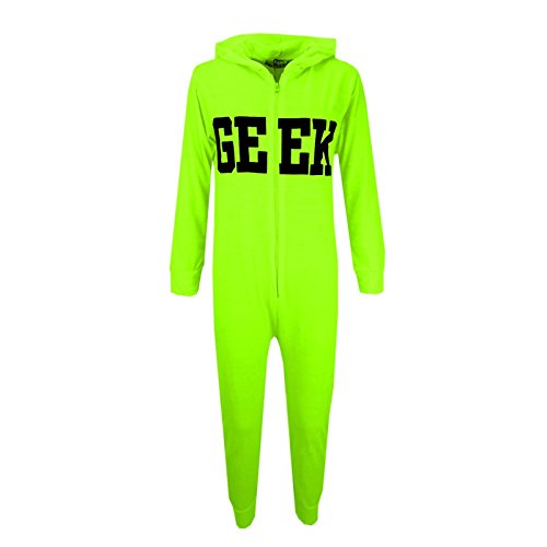 A2Z 4 Kids Kinder Mädchen Jungen Alles In Einem - Cotton Onesie Geek Neon Green 7-8 von A2Z 4 Kids