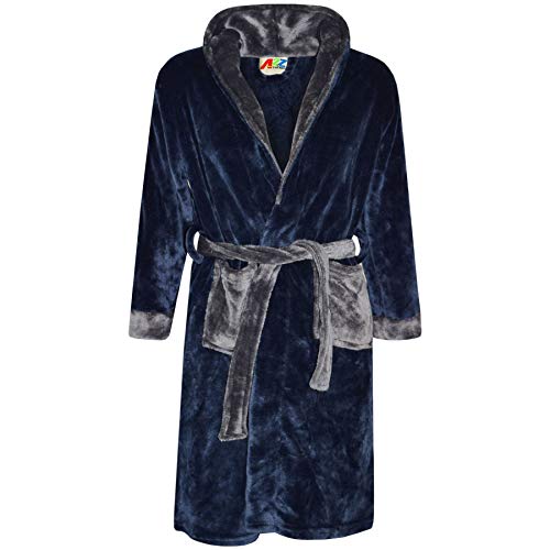 A2Z 4 Kids Morgenmantel Super Weich Flanell Vlies Flauschige Bademantel Für Mädchen und Jungen - Bathrobe 122 Navy 5-6 von A2Z 4 Kids