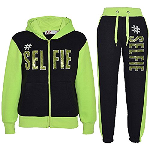 A2Z 4 Kids Kinder Mädchen Jungen Designer - T.S #SELFIE Black & Neon Green 11-12 von A2Z 4 Kids