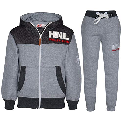 A2Z 4 Kids Jungen Design Trainingsanzug Jogginganzug Jacke Oberteil - T.S HNY 96 Grey & Charcoal 9-10 von A2Z 4 Kids