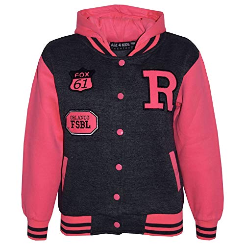 A2Z 4 Kids Kinder Mädchen Jungen Dunkelgrau & Neon Rosa Designer R Fashion Baseball - B.B Charcoal & Neon Pink_2-3 von A2Z 4 Kids