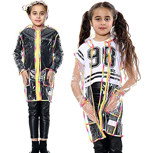 A2Z 4 Kids Kinder Mädchen Jungen EVA Transparent Klar Regenbekleidung - Raincoat 450 Rainbow 9-10 von A2Z 4 Kids