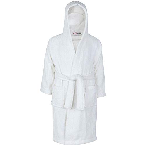 A2Z 4 Kids Kinder Mädchen Jungen Handtuch Bademantel Weiß 100% Baumwolle - Towel Bathrobe White_11-12 von A2Z 4 Kids