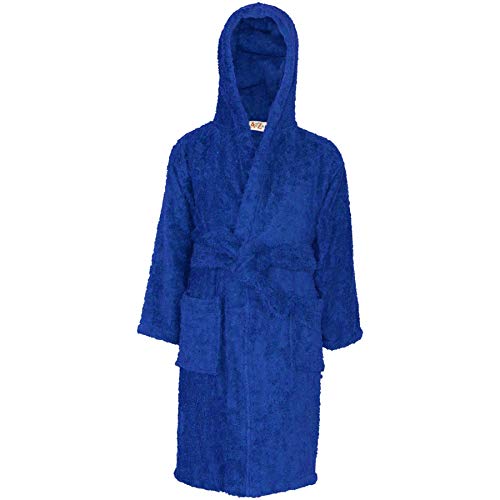 A2Z 4 Kids Kinder Mädchen Jungen Handtuch Bademantel Königsblau 100% Baumwolle - Towel Bathrobe Royal_9-10 von A2Z 4 Kids