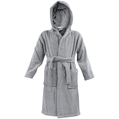 A2Z 4 Kids Kinder Mädchen Jungen Handtuch Bademantel Stahlgrau 100% Baumwolle - Towel Bathrobe Steel Grey_13 von A2Z 4 Kids