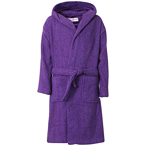 A2Z 4 Kids Kinder Mädchen Jungen Handtuch Bademantel Violett 100% Baumwolle - Towel Bathrobe Purple_9-10 von A2Z 4 Kids