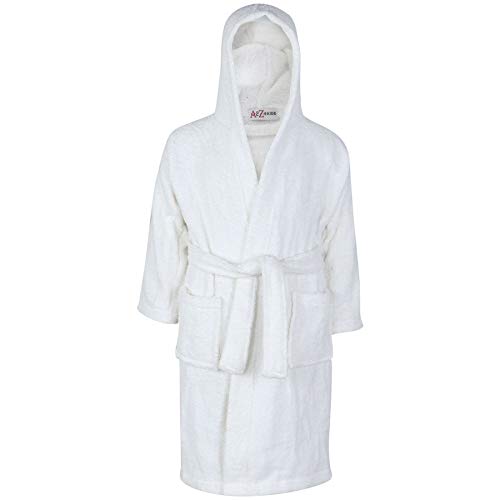 A2Z 4 Kids Kinder Mädchen Jungen Handtuch Bademantel Weiß 100% Baumwolle - Towel Bathrobe White_13 von A2Z 4 Kids