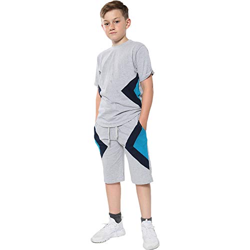 A2Z 4 Kids Kinder Mädchen Jungen Kontrast Panelled Modisch Mode Sommer - Shorts Set 482 Grey 5-6 von A2Z 4 Kids
