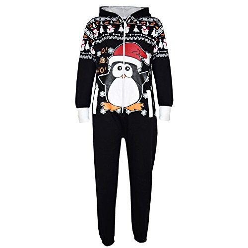 A2Z 4 Kids Mädchen Jungs Neuheit Weihnachten Weihnachtsmann - Xmas Onesie Penguin Black 9-10 von A2Z 4 Kids