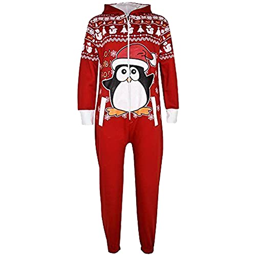 A2Z 4 Kids Mädchen Jungs Neuheit Weihnachten Weihnachtsmann - Xmas Onesie Penguin Red 7-8 von A2Z 4 Kids