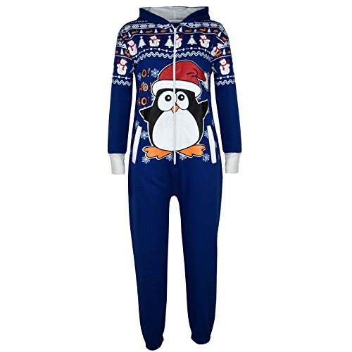 A2Z 4 Kids Mädchen Jungs Neuheit Weihnachten Weihnachtsmann - Xmas Onesie Penguin Royal 9-10 von A2Z 4 Kids