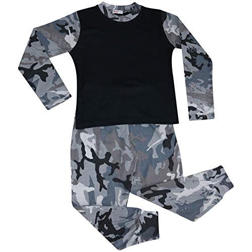 A2Z 4 Kids Kinder Mädchen Jungen Pyjama Designer Kontrast Farbe Plain - PJS Plain 175 Camo Charcoal 7-8 von A2Z 4 Kids