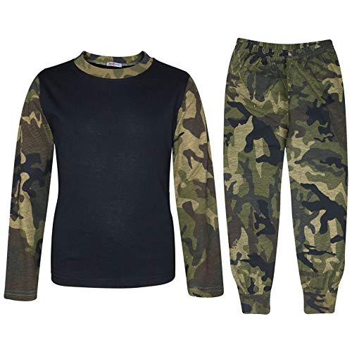 A2Z 4 Kids Kinder Mädchen Jungen Pyjama Designer Kontrast Farbe Plain - PJS Plain 175 Camo Green 11-12 von A2Z 4 Kids