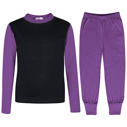 A2Z 4 Kids Kinder Mädchen Jungen Pyjama Designer Kontrast Farbe Plain - PJS Plain 175 Lilac 13 von A2Z 4 Kids