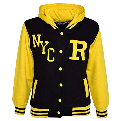 A2Z 4 Kids Kinder Mädchen Jungen R Mode NYC Baseball Mit Kapuze Jacke - B.B Jacket New NYC Yellow 11-12 von A2Z 4 Kids