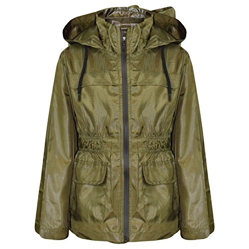 A2Z 4 Kids Kinder Mädchen Jungen Regenmäntel Jacken Leichte Wasserdichte - Raincoat Jacket 448 Olive 11-12 von A2Z 4 Kids