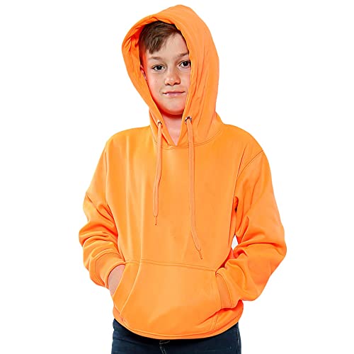 A2Z 4 Kids Mädchen Jungen Plain and Tie Dye Druck Sweatshirt Pullover - Plain Sweat Hoodie Neon Orange 13 von A2Z 4 Kids