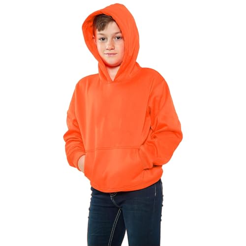 A2Z 4 Kids Mädchen Jungen Einfarbig Sweatshirt Batik - Plain Sweat Hoodie Neon Orange 9-10 von A2Z 4 Kids