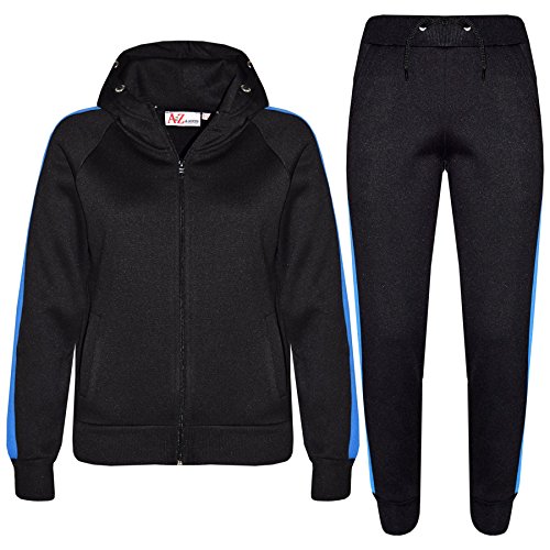 A2Z 4 Kids Kinder Mädchen Jungen Traininganzug Designer Plain Kontrast - T.S 102 Black Blue 11-12 von A2Z 4 Kids