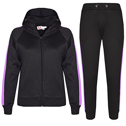 A2Z 4 Kids Kinder Mädchen Jungen Traininganzug Designer Plain Kontrast - T.S 102 Black Lilac 11-12 von A2Z 4 Kids